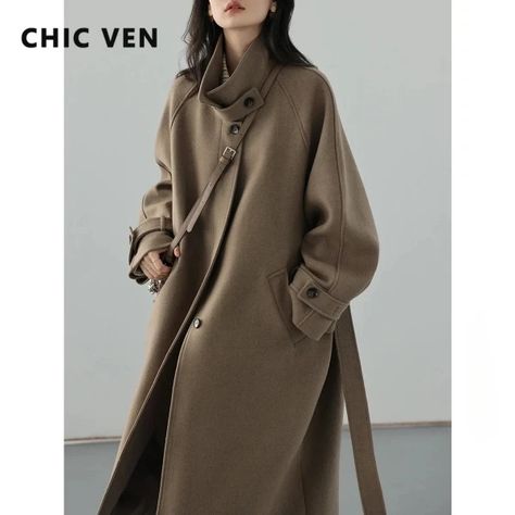 Just found this amazing item on AliExpress. Check it out! $119.51 5％ Off | CHIC VEN Women's Long Trencn Coat Standing Belt Lace Up Woolen Coat Raglan Sleeves Long Overcoat Office Lady Autumn Winter 2023 Trench Coats Women Long, Fashion Stand, Long Overcoat, Classic Trench Coat, Long Trench, Long Trench Coat, Woolen Coat, Coat Design, Solid Clothes