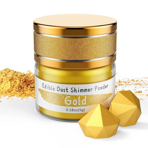 Jelife Edible Gold Luster Dust - 5 Grams Food Grade Cake Dust Shimmer Powdered, Flavorless Edible Metallic Powder Food Coloring for Cake Decorating,... Drinks Painting, Edible Gold Glitter, Edible Luster Dust, Gold Luster Dust, Powdered Food Coloring, Metallic Powder, Luster Dust, Animal Cupcakes, Edible Gold