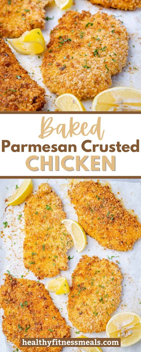 Lightly Crusted Chicken, Dana's Parmesan Crusted Chicken Recipe, Easy Parmesan Crusted Chicken Baked, Pan Crusted Chicken, Baked Chicken Recipes Bread Crumbs, Panko Chicken Parmesan Baked, Lazy Baked Chicken, Oven Baked Crusted Chicken, Baked Chicken For Pasta