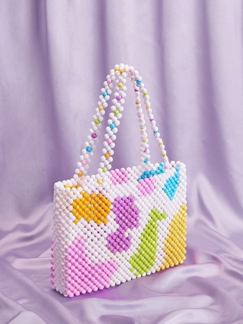 Beaded Tote Bag, Diy Floral Decor, Hand Beaded Bag, Pony Bead Crafts, Hand Bags For Women, Ladies Bag, Beaded Necklace Diy, Girly Bags, Pearl Bag