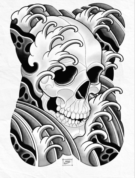 Skull Samurai Tattoo Design, Japanese Skull Art, Japanese Skull Tattoo Design, Japanese Skull, Japanese Tattoos For Men, Full Leg Tattoos, Samurai Tattoo Design, Cool Tattoo Drawings, Japan Tattoo Design