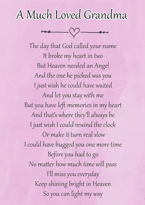 A Much Loved Grandma Memorial Graveside Poem Keepsake Card Includes Free Ground Stake F115 : Amazon.co.uk: Stationery & Office Supplies Grandma Heaven Quotes, Losing A Grandma Quotes, Losing A Loved One Quotes Grandma, Losing Your Grandma Quotes, Nana Poems, Remembering Grandmother, Grandmother Poem, Eulogy Quotes, Rest In Peace Message