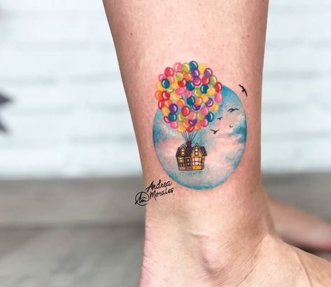 Tattoo photo - Balloon House tattoo by Andrea Morales Small House Tattoo, Disney Stitch Tattoo, House Tattoo, Balloon Tattoo, Balloon House, Literary Tattoos, Mommy Tattoos, Triangle Tattoos, Incredible Tattoos