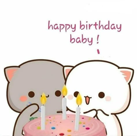 Calin Gif, Mochi Cat, Peach And Goma, Peach Goma, Peach Cat, Birthday Cartoon, Happy Birthday Wallpaper, Chibi Cat, Happy Birthday Celebration