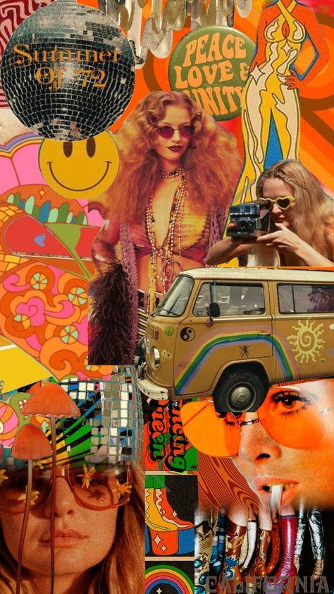 80s Groovy Fashion, 60s Party Aesthetic, 70s Moodboard, Retro Party Theme, Disco Bell Bottoms, Yellow Moodboard, Retro 70s Aesthetic, Hippy Aesthetic, Disco Poster