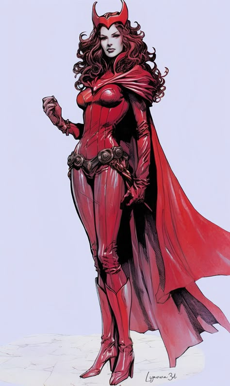 Wanda Suit Design, Scarlet Witch Suit Design, Scarlet Witch Suit, Scarlet Witch Mcu, Marvel Comics Characters Art, Superhero Sketches, Fantasy Winter, Witch Comic, Scarlet Witch Comic