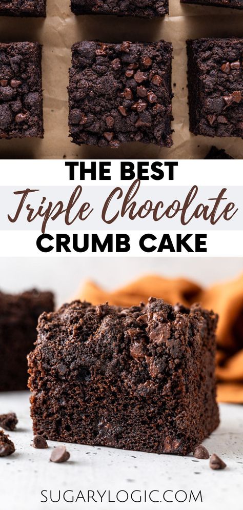 Double Chocolate Desserts, Chocolate Crumble Cake, Chocolate Streusel Topping, Chocolate Crumble Muffins, Soft Dessert Recipes, Chocolate Crumble Topping, Chocolate Crunch Topping, Chocolate Crumb Cake Recipe, Easy Crumb Cake