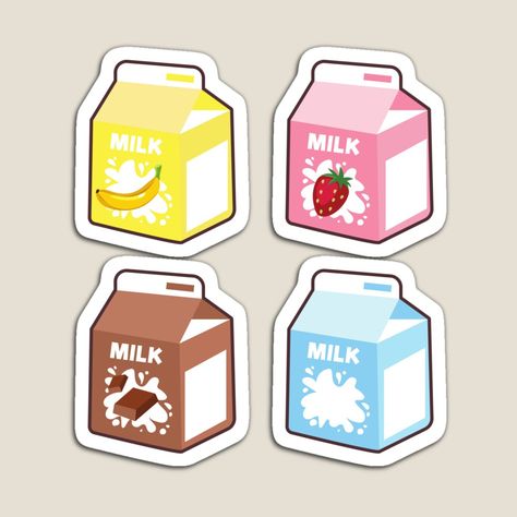 Milk Carton Illustration, Milk Sticker, Milk Strawberry, Cute Milk, Milk Cartons, Carton Design, Pop Art Illustration, Chocolate Strawberry, Milk Carton