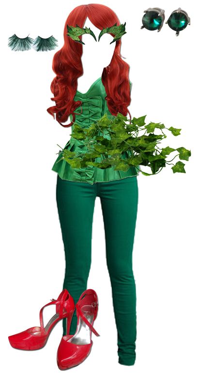 DIY: Easy Poison Ivy Costume - Style Within Grace Poison Ivy Kostüm, Poison Ivy Costume Diy, Costume Jeans, Fairy Costume Aesthetic, Poison Ivy Halloween Costume, Costumes Faciles, Poison Ivy Costume, Meme Costume, Ivy Costume