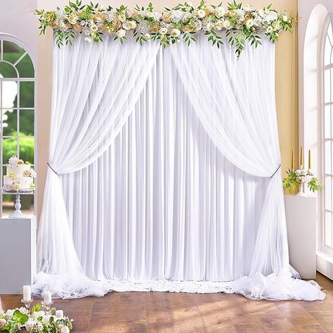 Amazon.com : Wrinkle Free White Tulle Backdrop Curtains for Wedding Fabric Party Decorations Backdrops Curtain Sheer Photo Back Drop Drapes Cloth for Baby Shower Birthday Photography Reception 5ftx10ft, 4 Panels : Electronics White Tulle Backdrop, Wedding Planning Checklist Detailed, Bridal Shower Photography, Tulle Backdrop, Backdrop Curtains, Sequin Backdrop, Curtain Backdrops, Tulle Curtains, Photography Decor