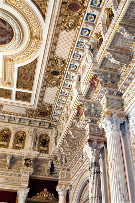 Castle Throne Room, Louvre Palace, Plaster Ceiling Design, Exterior Wall Panels, Feature Wall Bedroom, House Wall Design, Baroque Decor, Victorian Style Homes, House Interior Design Styles