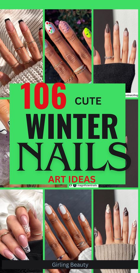 Explore 106 adorable winter nail art designs! From cozy knits to frosty delights, these nail inspirations capture the essence of the season with charming and intricate designs perfect for your winter style. #WinterNailArt #NailDesigns #CuteNails Cute Winter Nails, Winter Nails Art, Winter Nail Design, Winter Nail Art Designs, Fall Makeup Trend, Overlay Nails, Hot Nail Designs, Popular Nail Art, Natural Nail Designs