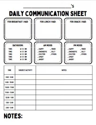 daily communication sheet Communication Board Ideas, Parent Communication Board, Communication Binder, Parent Communication Forms, Parent Board, Communication Log, Communication Board, Parent Communication, Co Parenting