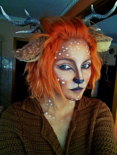 Makeup Karakter, Fantasy Make-up, Deer Makeup, Halloweenský Makeup, Animal Makeup, Deer Costume, Special Effects Makeup, Stage Makeup, Christmas Makeup