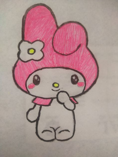 Saniro Charcters Drawings, My Melody Doodle, Sanrio Sketch, 3 Best Friends, Character Drawings, Cute Easy Doodles, Easy Doodles, Mermaid Drawings, Kitty Drawing