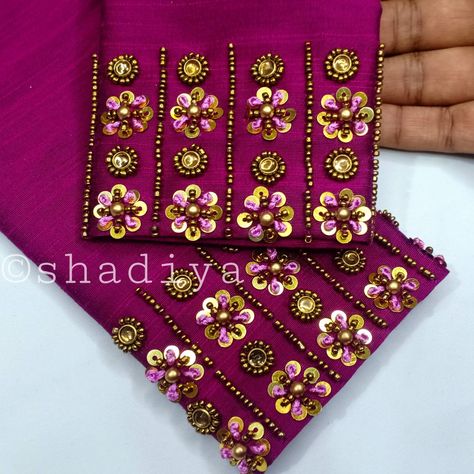 Small Buttas In Aari Work, Simple Brooches Blouse Design, Sleeves For Kurti, Sleeve Design For Kurti, Blouse Hand Embroidery, Traditional Saree Blouse Designs, Embroidery Botanical, Aari Blouses, Design For Kurti