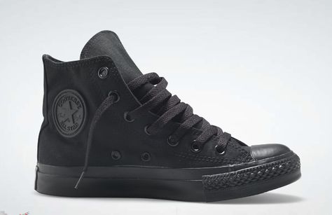 all black converse high tops...wannnttttt All Black Converse High Tops, Black Converse High Tops, All Black High Tops, Back To School Must Haves, All Black Converse, Black Chucks, Adidas Yeezy 350 V2, Black High Top Converse, White Shoes Men