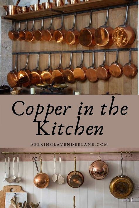 Magnolia Network, Seeking Lavender Lane, Diy Kitchen Projects, Valentine Recipes, European Kitchens, Beautiful Storage, Copper Pots, Valentines Food, Copper Kitchen