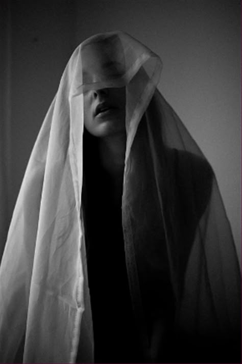 Bw veiled portrait by Daphne Kladis Blindfold Photography, Woman With Veil, Veil Portrait, Dark Editorial, Veil Over Face, Bride Portrait Photography, Woven Kingdom, Veil Fashion, Veiled Lady