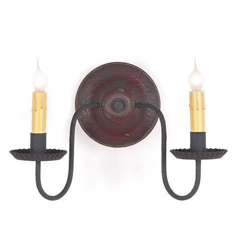 Love this store- Everything Primitives - Ashford Wall Sconce in Americana Colors, $113.95 (https://www.everythingprimitives.com/ashford-wall-sconce-in-americana-colors/) Country Primitive Bathroom, Colonial Style Interior, Primitive Lamps, Primitive Bathroom, Country Lighting, Primitive Lighting, Dripping Candles, Restroom Decor, Tin Walls