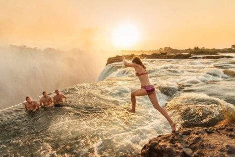 Victoria Falls Zambia, Natural Swimming Pools, Romantic Travel Destinations, Victoria Falls, Beautiful Travel Destinations, Vacation Photos, Romantic Travel, Africa Travel, Zambia