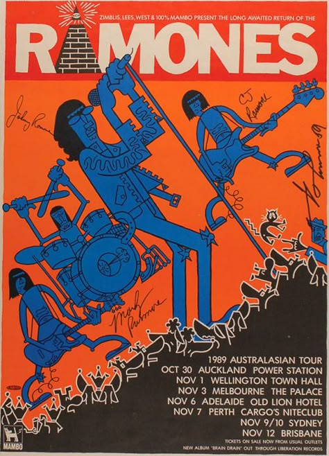 Ramones-Australasian-Tour-Poster-1989 Vintage Concert Posters, The Ramones, Punk Poster, Music Concert Posters, Gig Poster, Band Poster, I'm With The Band, Tour Posters, Concert Poster