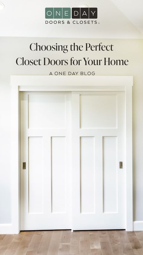 The Ultimate Guide to Choosing the Perfect Closet Doors for Your Home Craftsman Style Closet Doors, Nice Closet Doors, Low Profile Closet Doors, Closet Doors Same Color As Wall, Double Pocket Doors Closet, Doors For Wide Closet Opening, Foyer Closet Door Ideas, Modern Closet Doors Bedrooms, Elegant Closet Doors