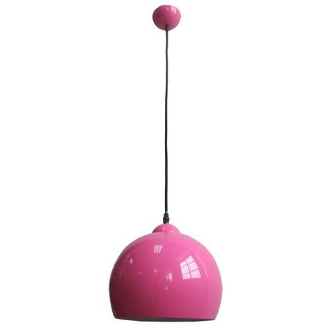 Mercury Row This pendant light has a modern luminaire with metal hemispherical lampshade, ideal for youth rooms, suspended on a sling with a metal headliner in the same colour. Finish: Pink, Shade Colour: Pink Youth Rooms, Pink Shade, Christmas Bulbs, Globe, Pendant Light, Christmas Ornaments, Holiday Decor, Lighting, Pendant