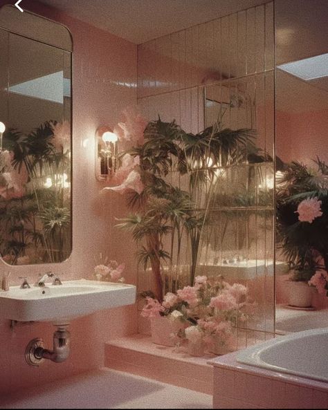 Pink Penthouse, 1980s Interior Design, 1980s Interior, 90s Interior, 80s Interior Design, 80s House, Chrome Pink, 80s Art Deco, Glam House