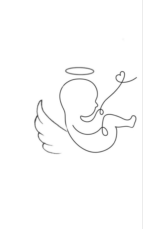 In Another Life Tattoo, Embryo Tattoo, Angel Baby Tattoos, Tattoo For Lost Baby, Lost Baby Tattoo, Angel Baby Drawing, Angel Baby Tattoo, Miscarried Tattoo Ideas, Baby Memorial Tattoos