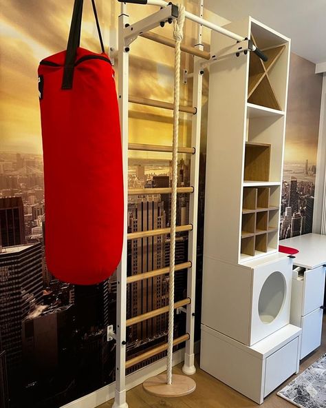 And what's more, the #benchk offer also includes a punching bag holder?! 🥊🥊🥊 #bench up! #sportsladders #kidsroom #whiteladder #pullupbar #wallpaper #acessoriestoclimb #ropes #swings #redboxingbag #boxingholder Punching Bag Bedroom, Boxing Bag Stand, Punching Bag Workout, Boxing Bags, Attic Bedrooms, Gym Pictures, Punching Bag, Boys Rooms, Bag Stand