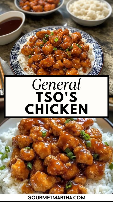 Crispy, savory, and coated in a perfectly balanced sweet-and-spicy sauce, this General Tso's Chicken recipe is a true takeout favorite you can make at home! Every bite bursts with flavor, and it's surprisingly easy to recreate in your own kitchen. Craving something new? Get the recipe here #GeneralsTsoChicken #ChineseTakeoutRecipe #EasyDinnerRecipe #ChickenRecipes #SweetandSpicy #AsianCuisine #HomemadeTakeout #DinnerIn30 #QuickAndEasyMeal #FoodieFavorites General Tso's Sauce Recipe, Easy General Tso Sauce, Chinese Chicken Dishes Recipes, General Tso’s Chicken, Crispy General Tso Chicken, Easy Chinese Recipes Chicken, International Chicken Recipes, General Tso Chicken Sauce, General Tso Chicken Crockpot