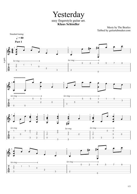 Yesterday easy fingerstyle guitar TAB pdf Mandolin Songs, Classical Guitar Sheet Music, The Beatles Yesterday, Easy Guitar Tabs, Guitar Lessons Songs, Guitar Tabs Songs, Guitar Cover, Fingerstyle Guitar, Guitar Sheet