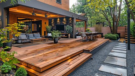 The Benefits of a Covered Deck Modern Composite Deck, Deck Off Master Suite, Sunken Deck, Patio Railings, Cabin Patio, Kitchen Sunroom, Pool Pergola, Deck Remodel, Building An Addition