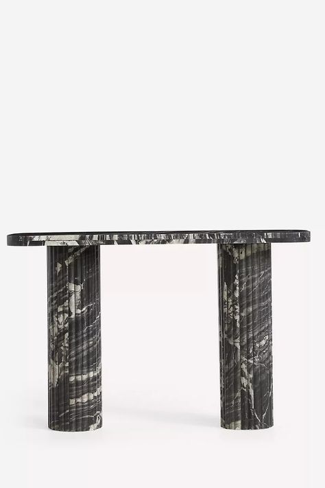 Kanta Marble Console | AnthroLiving Marble Console Table Entryway, Black Marble Console, Aesthetic Advice, Unique Console Table, Styling Services, Console Table Entryway, Marble Console Table, Marble Console, Classical Elements