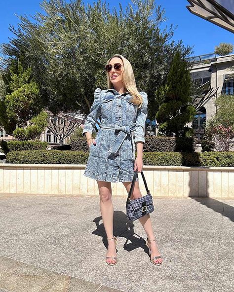 denim mini dress outfit womens fashion blogger eve dawes Denim Dress Fall 2023, Denim Dress Outfit 2023, Dress Fall 2023, Glam Outfit Ideas, Denim Dresses For Women, Denim Dress Fall, Denim Dress Outfit, Jean Dresses, Glam Outfit