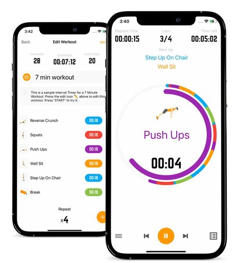 Tabata Timer - Free Online Interval Timer 7 Min Workout, Timer App, 7 Minute Workout, Reverse Crunches, Elapsed Time, Free Online, Ups, Music