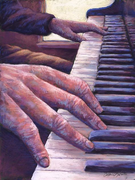 I finished the latest piece in the series I've decided to call "Willing Hands"- The Piano Man! Man Playing Piano Painting, Judith Painting, Hands Playing Piano, Hand Portrait, Piano Hands, Piano Aesthetic, Hands Portrait, Piano Art, Portrait Drawings