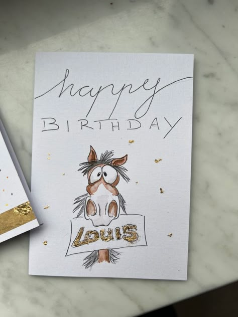 Birthday Card With Horses, Horse Cards Birthday, Horse Birthday Card Ideas, Horse Birthday Cards, Holiday Card Inspiration, Happy Birthday Drawings, Happy Birthday Card Design, Horse Cards, Western Birthday