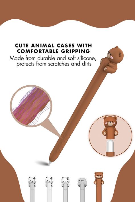 Cute Animal Aesthetic Brown Bear 2nd Gen Apple Sleeve/Case Apple Pencil Case Aesthetic, Cute Animal Aesthetic, Apple Pencil Cover, Apple Pencil 2nd Generation, Apple Pencil Case, Ipad Pouch, Brown Apple, Apple Pen, Animal Aesthetic