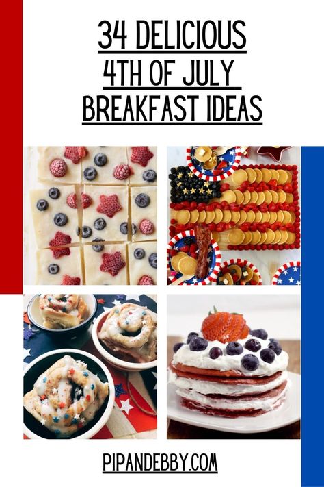 If you are searching for Fourth of July breakfast ideas to serve to guests this year, you’ve come to the right place! You’ll find festive, savory and sweet options that will all go down easily! Patriotic Breakfast 4th Of July, Fourth Of July Breakfast Food Ideas, Fourth Of July Food Breakfast, Red White And Blue Breakfast Ideas, 4th Of July Brunch Food, July 4th Breakfast Ideas, Memorial Day Breakfast Ideas, Fourth Of July Brunch Ideas, Veterans Day Breakfast Ideas