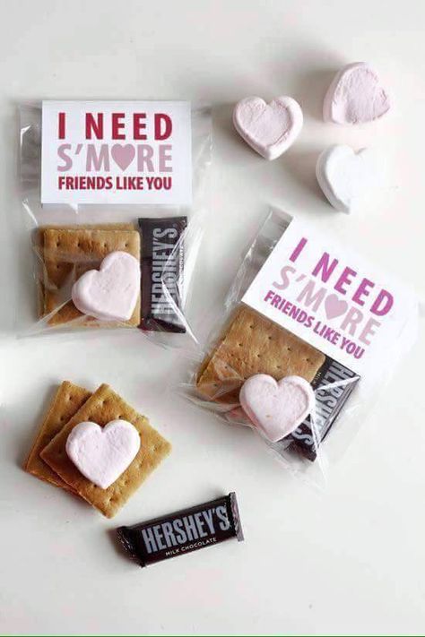 I Need S'more Friends Like You Valentine....these are the BEST Valentine Ideas for Kids! Class Snacks, Diy Gifts Cheap, Friend Valentine Gifts, Valentines Day Gifts For Friends, Valentinstag Party, Valentine Gifts For Kids, Galentines Party, Friends Valentines, S'mores