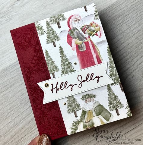 Distressed Tile, Susan Campfield, Saint Nick, Santa Cards, Cherry Cobbler, Stampin Up Christmas Cards, St Nick, Stampin Up Christmas, 2023 Christmas