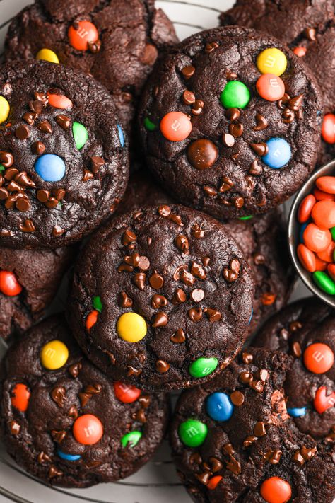 Bakery-Style Brownie M&M Cookies | Sturbridge Bakery Sturbridge Bakery, Brown Butter Chocolate Chip, Cinnamon Roll Muffins, Brown Butter Chocolate Chip Cookies, M M Cookies, Gourmet Cookies, Brownie Cookies, Mini Chocolate Chips, Chocolate Brownies