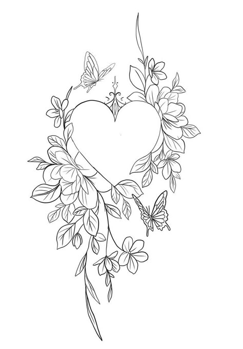 Flower Tattoo Simple, Heart Flower Tattoo, Tattoo Zeichnungen, Tattoo Simple, Inspiration Tattoos, Heart Tattoo Designs, Cute Tattoos For Women, Girly Tattoos, Heart Flower