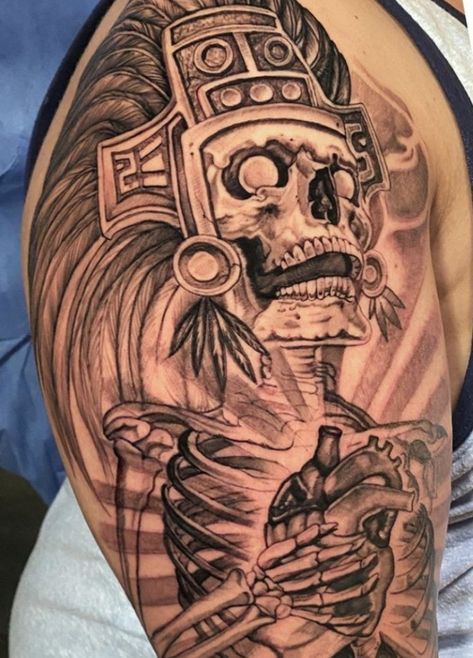 Mictlantecuhtli | Tatuajes mayas, Tatuajes de retrato, Mictlantecutli Mexican Mythology, Aztec Warrior Tattoo, Aztec Tattoos Sleeve, Aztec Artwork, Mayan Tattoos, Aztec Tattoos, Mexican Art Tattoos, Half Sleeve Tattoos Drawings, Aztec Tattoo Designs