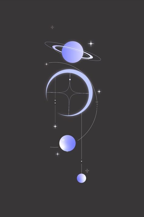 Aesthetic Abstract Art, Planet Aesthetic, Solar System Tattoo, Fine Line Art, Easy Graffiti Drawings, Simplistic Wallpaper, Tato Henna, Planet Design, Cosmic Art