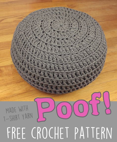 POOF! Floor Pillow Pouf Ottoman Free Crochet Pattern Crochet Pouf Pattern, Diy Laine, Crochet Pillow Patterns Free, Crochet Pouf, Crochet Pillow Pattern, Floor Pouf, Crochet Cushions, Crochet Pillow, Yarn Projects