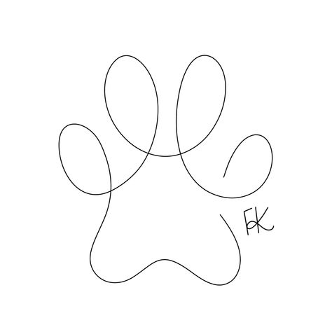 Fineline Dog Paw Tattoo, Line Work Paw Print Tattoo, One Line Paw Print, Single Line Paw Print Tattoo, One Line Paw Tattoo, Labrador Retriever Outline Tattoo, Paw Print With Letter Tattoo, Fine Line Tattoo Paw Print, Dog Paw Fine Line Tattoo