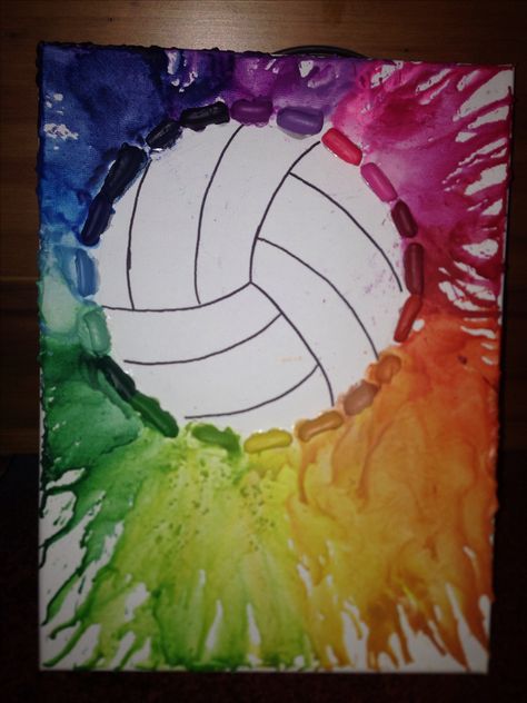 DIY Volleyball Crayon art                                                       … Volleyball Room, Volleyball Art, Volleyball Crafts, Volleyball Party, Volleyball Memes, Volleyball Ball, Volleyball Training, Volleyball Quotes, Volleyball Drills